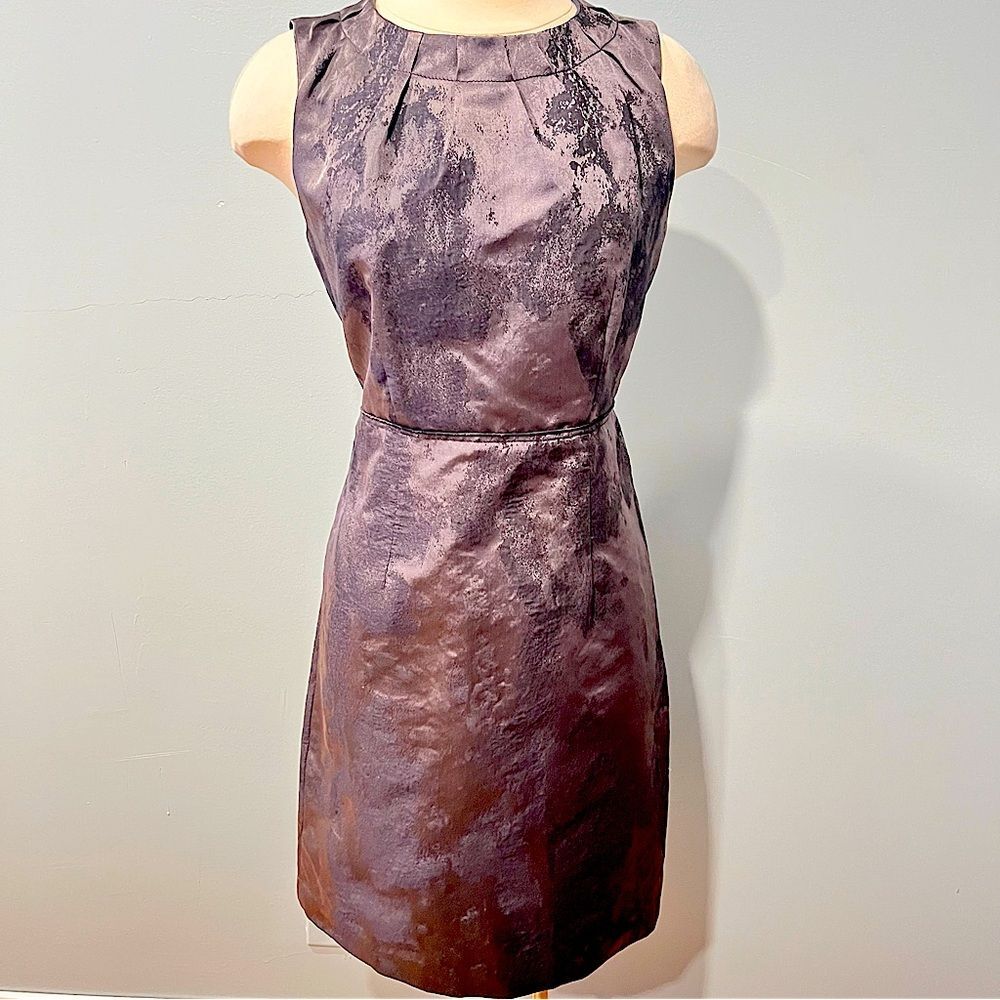 Ann Taylor LOFT Silver Gunmetal Grey Sleeveless Fit & Flat Dress Size 6